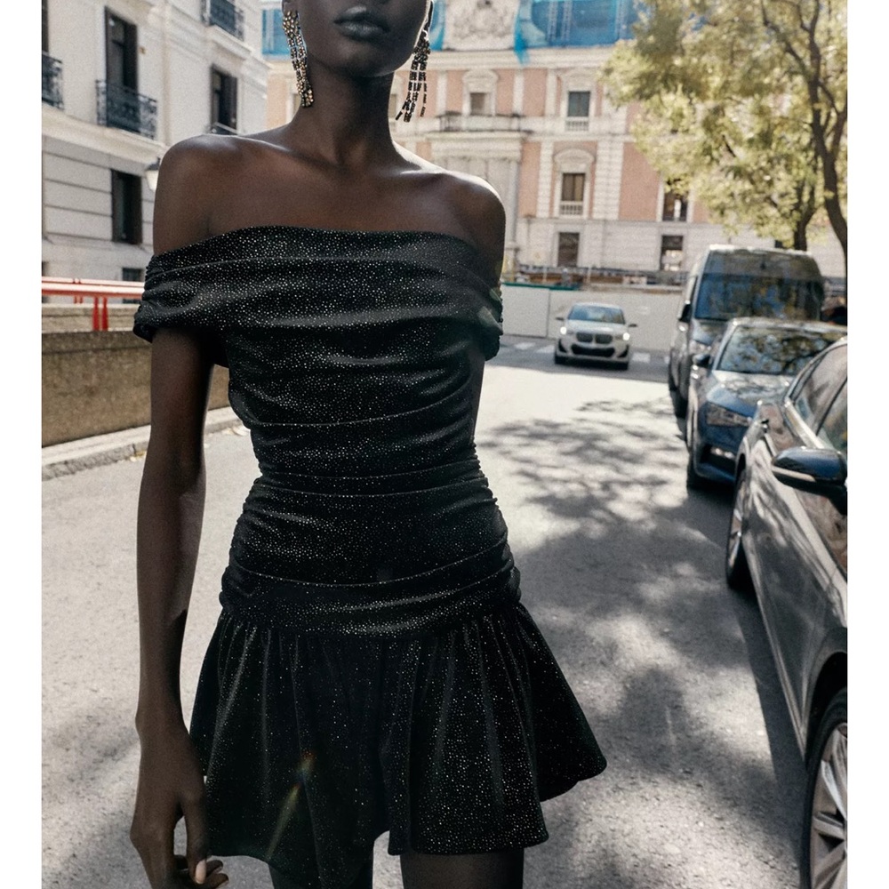 ZARA SPARKLY VELVET MINI DRESS